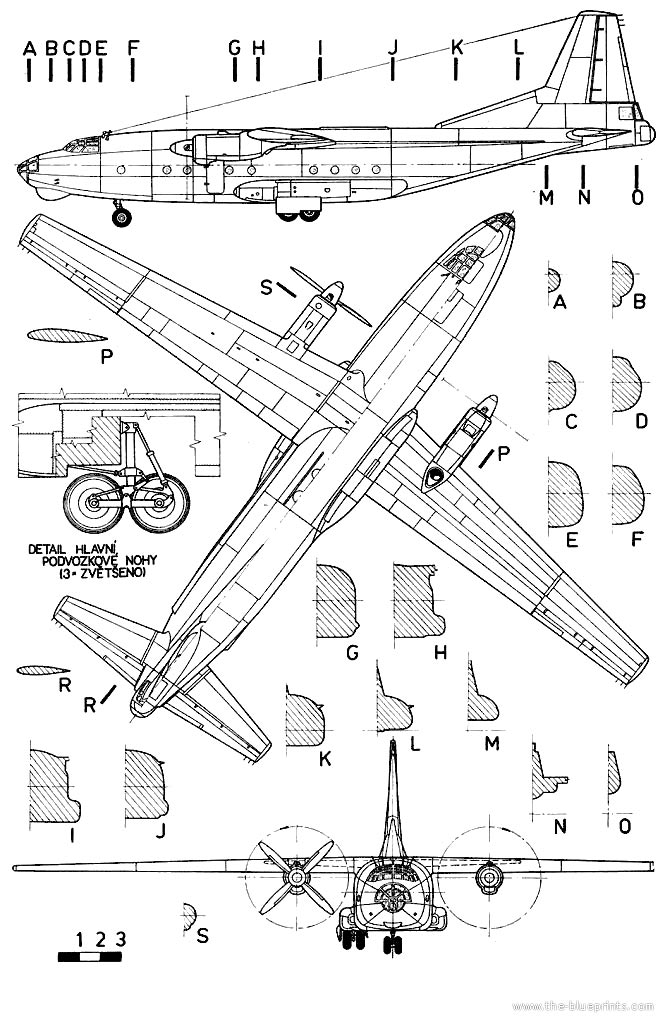 Чертеж военно-транспортного самолета Ан-8