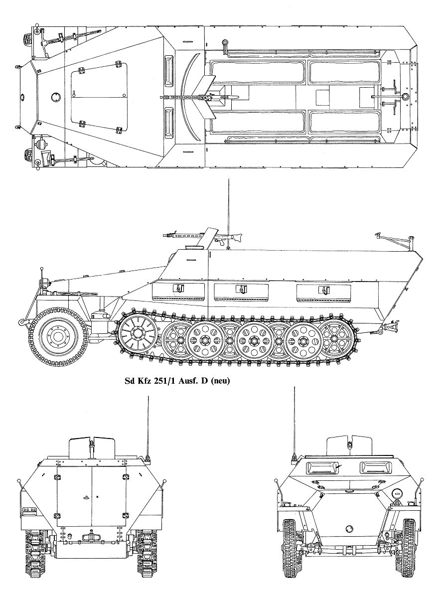 Чертеж бронетранспортера "Hanomag" Sd.Kfz.251