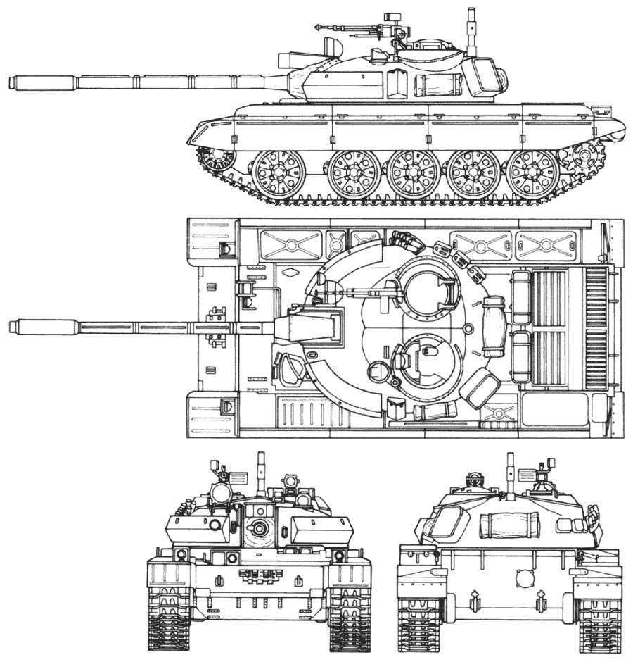 Чертеж среднего танка Т-55