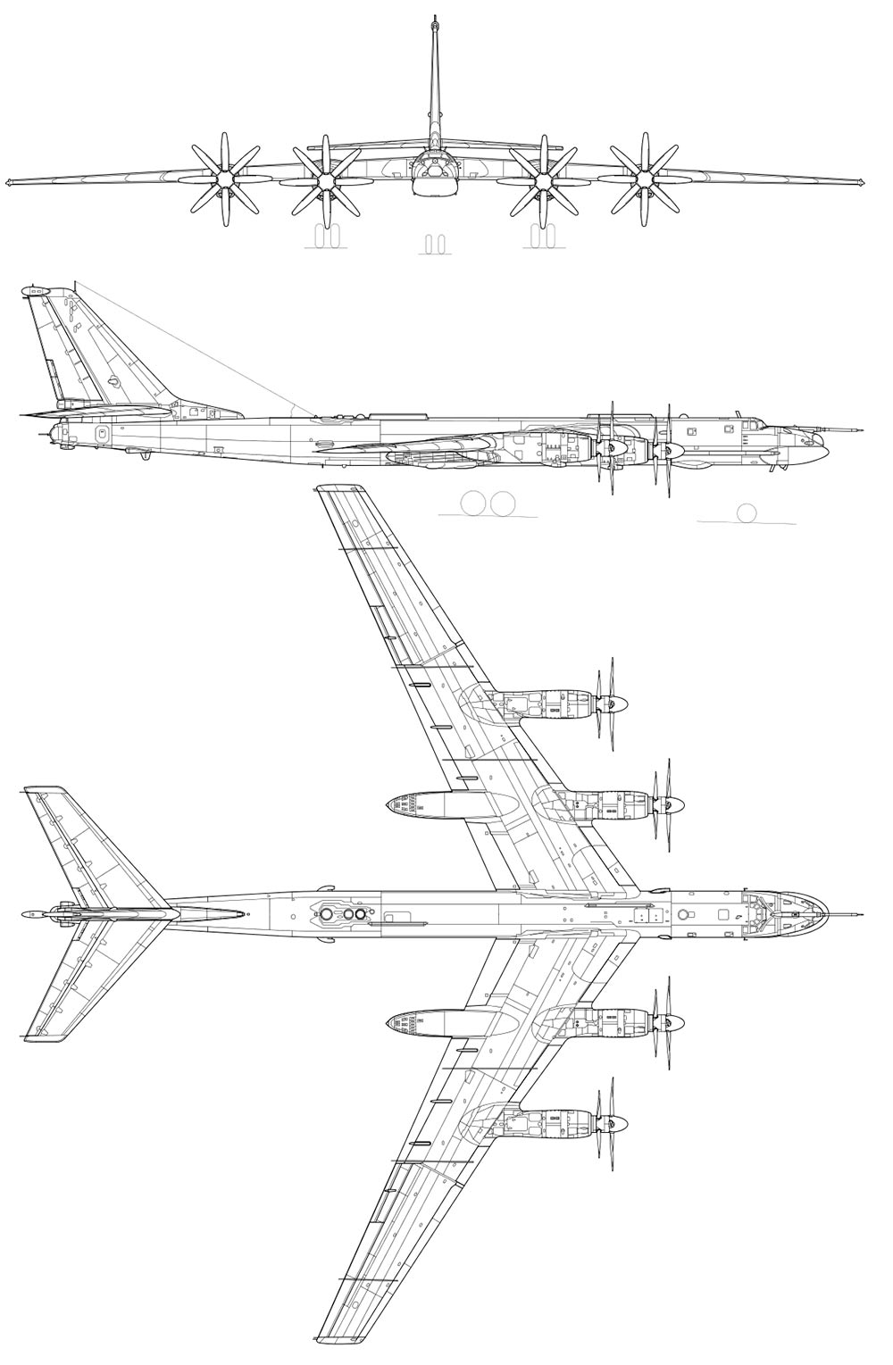 Чертеж стратегического бомбардировщика ТУ-95