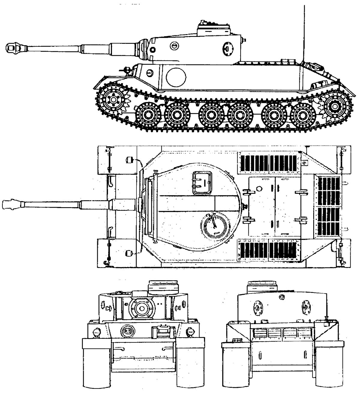 Чертеж "Тигра Порше", прототипа VK4501(P)