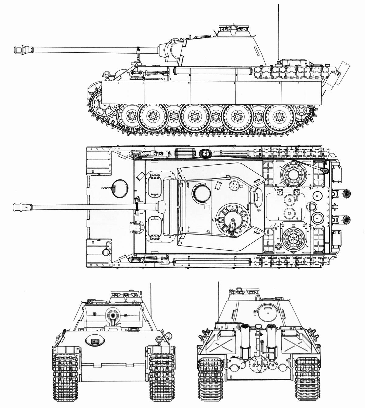 Чертеж тяжелого танка Pz.Kpfw.V «Пантера»