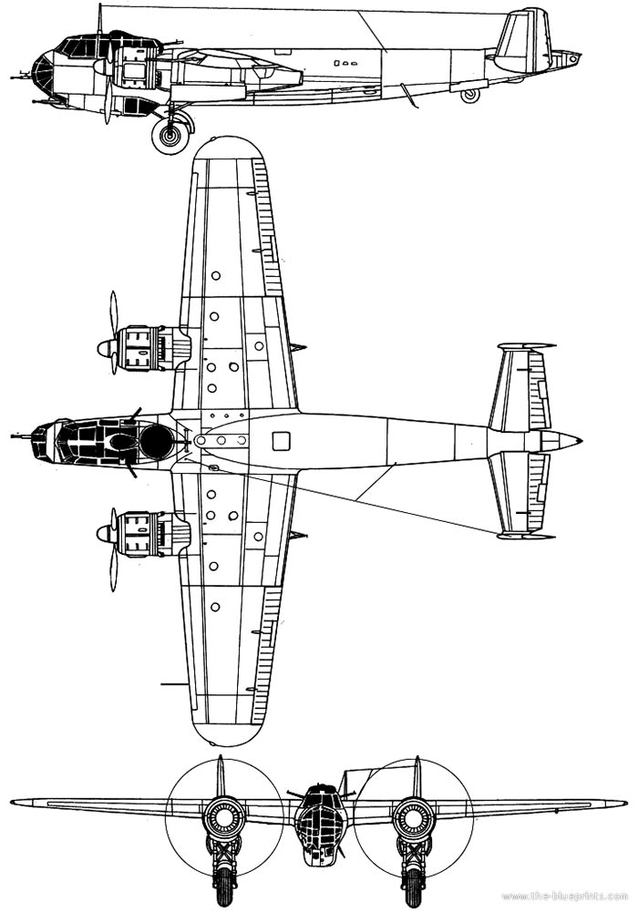 Чертеж бомбардировщика Дорнье 217E (Do-217E)