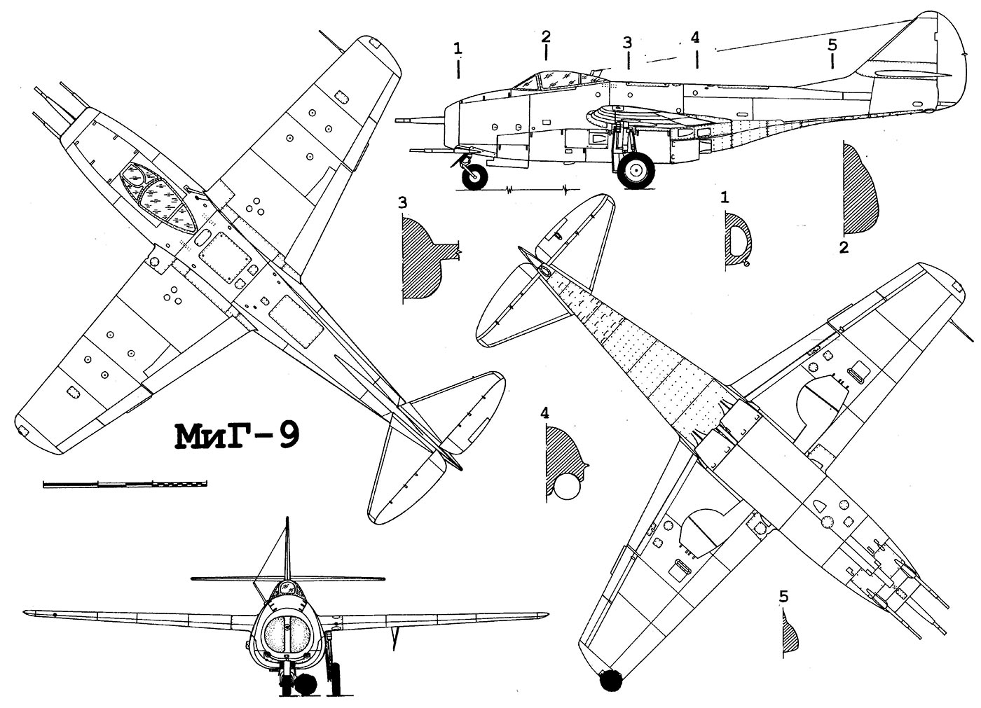 Чертеж истребителя МиГ-9