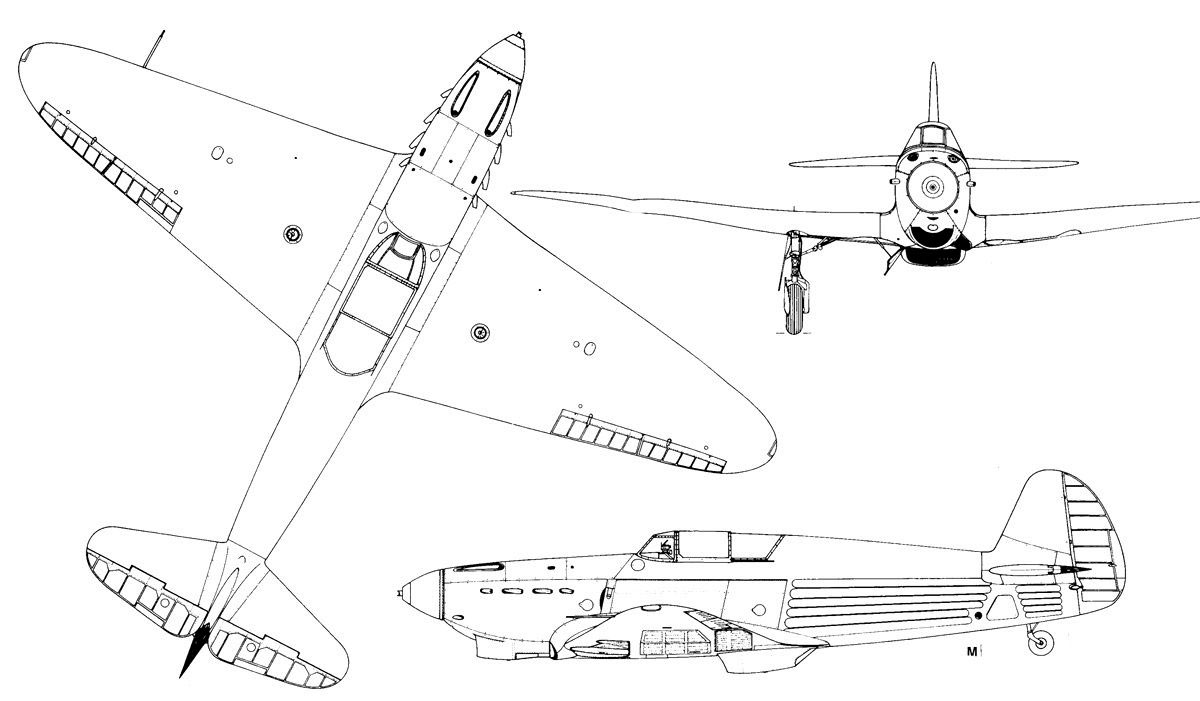 Чертеж истребителя Як-1