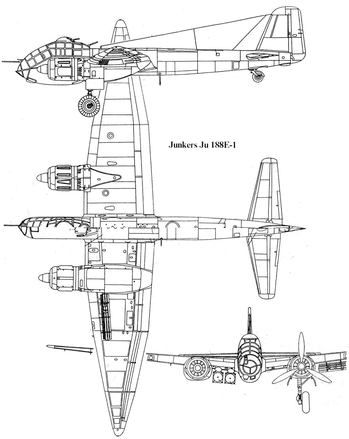 Чертеж бомбардировщика Юнкерс Ju-188