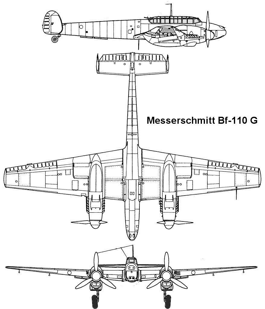 Чертеж тяжелого истребителя Bf-110