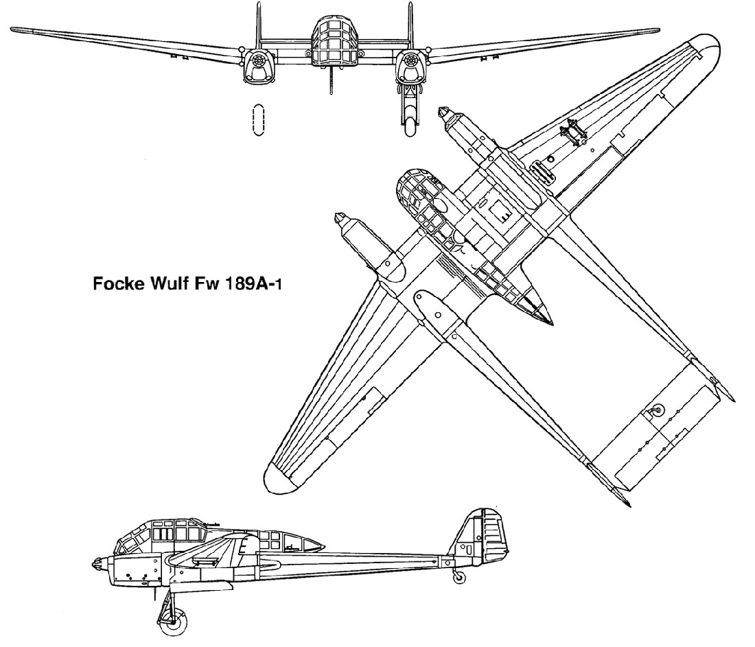 Чертеж самолета-разведчика Фокке-Вульф FW-189
