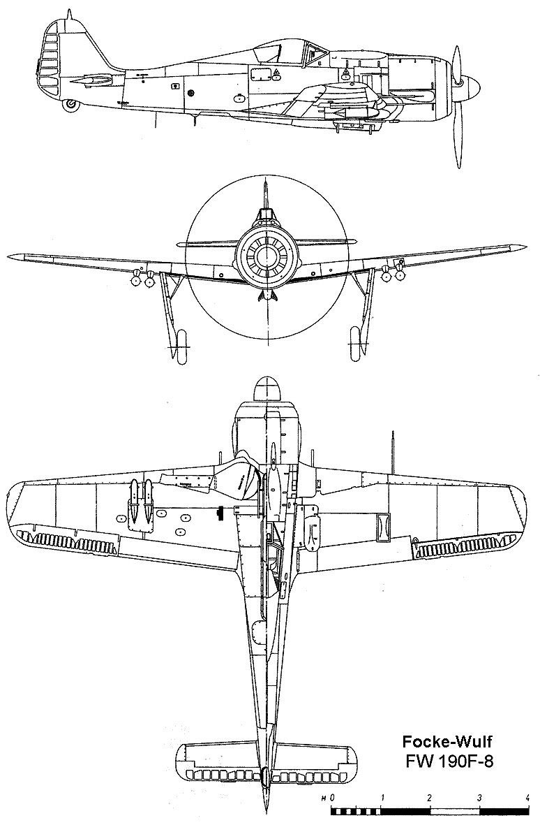 Чертеж истребителя Фокке-Вульф FW-190 