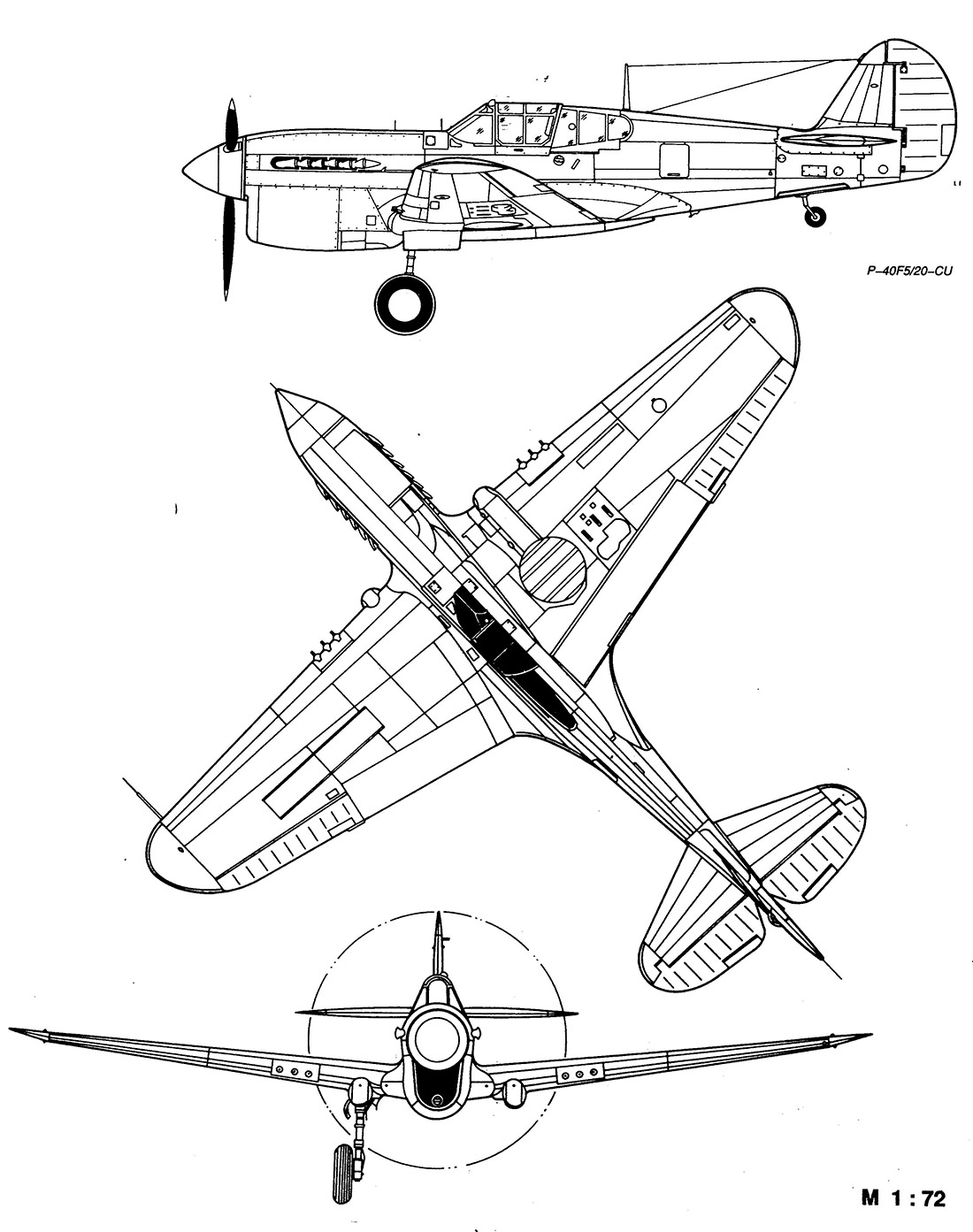Чертеж истребителя P-40 Томагавк