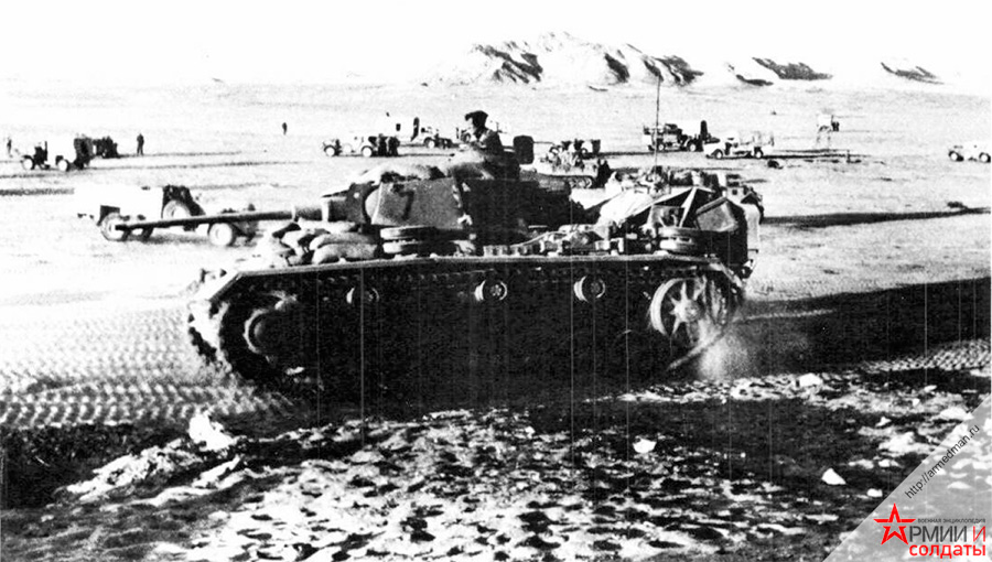 Немецкий танк Pz-III из корпуса Эрвина Роммеля в африканской пустыне