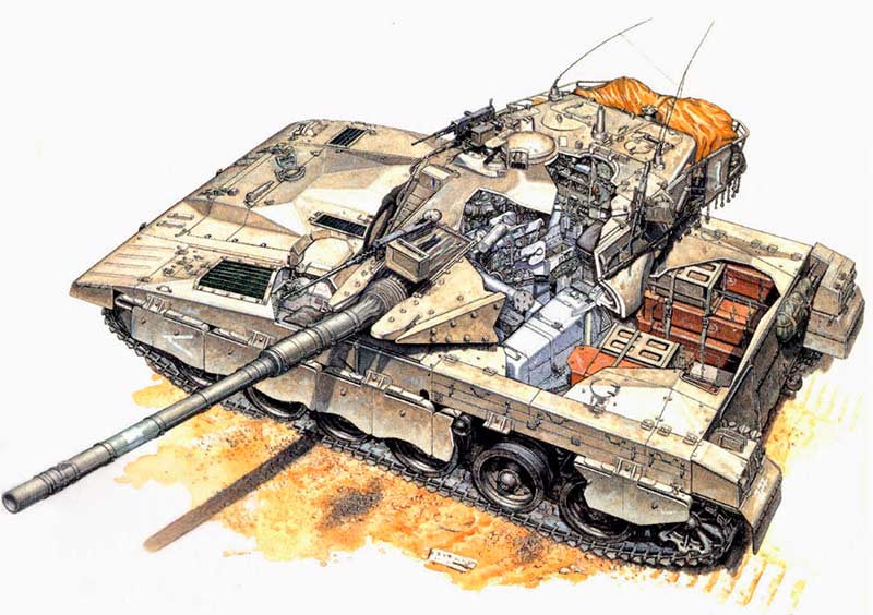 Внутреннее устройство «Меркава» - хорошо заметно десантное отделение в кормовой части танка