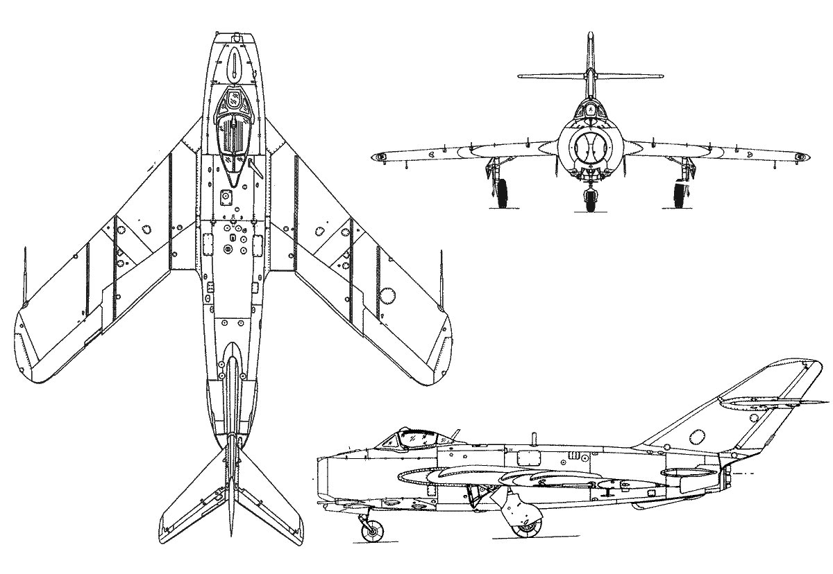 Чертеж истребителя МиГ-17