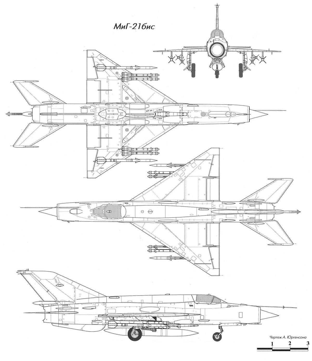 Чертеж истребителя МиГ-21