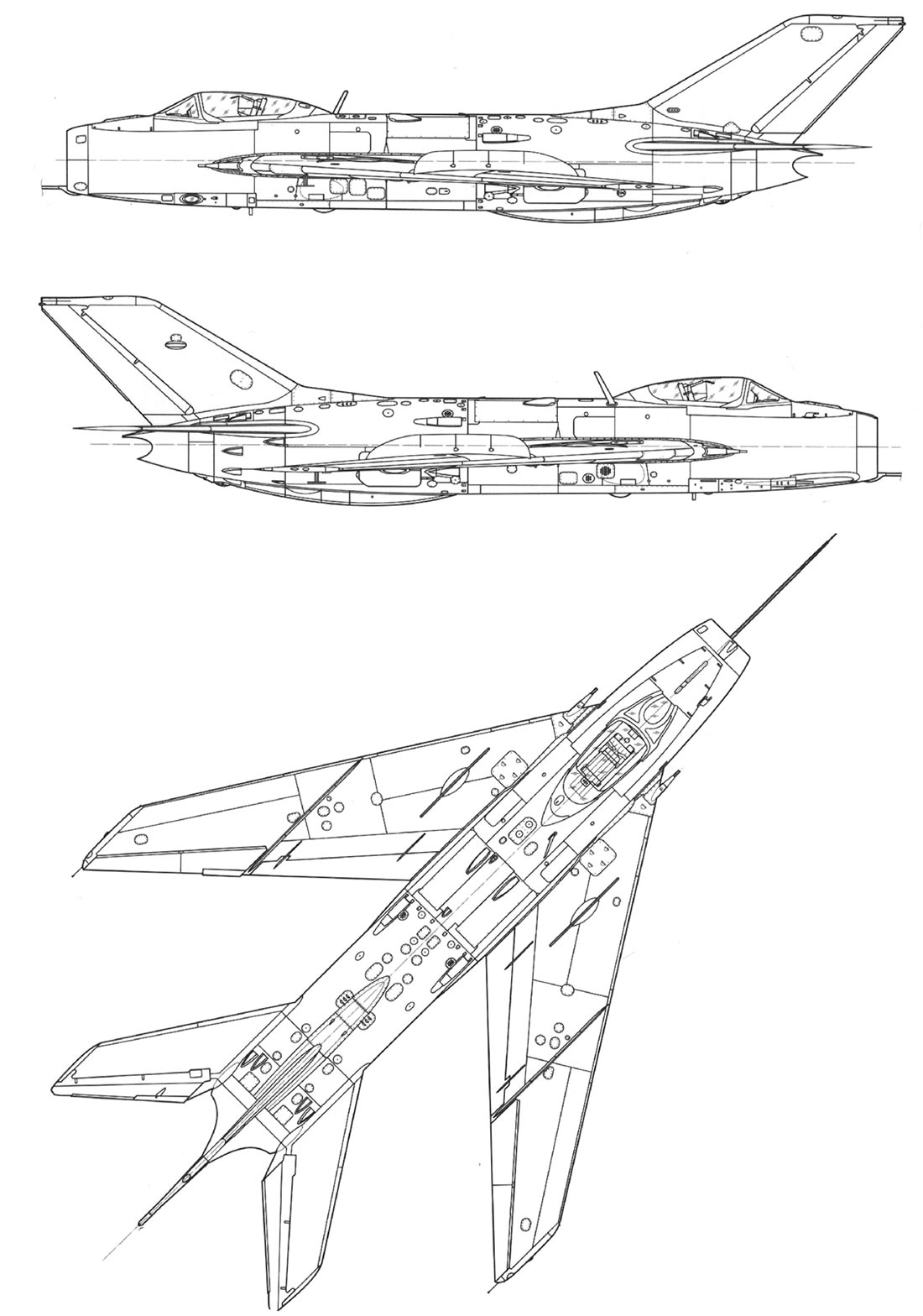 Чертеж истребителя МиГ-19