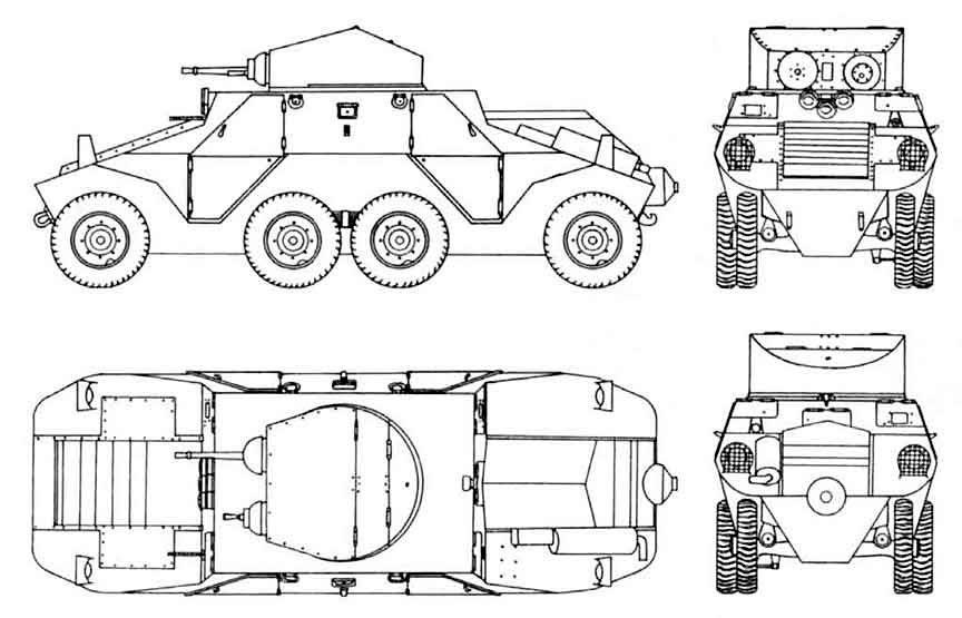 Общая схема (чертеж) тяжелого бронеавтомобиля ADGZ