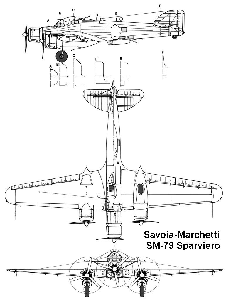 Чертеж бомбардировщика SM.79