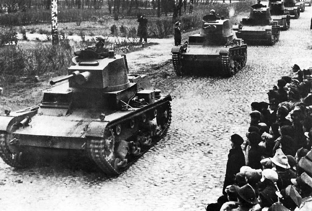 Колонна танков 7TP, 1938 год