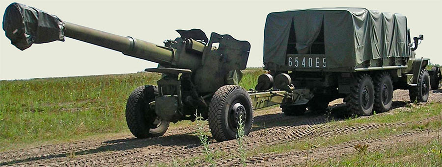 Транспортировка 152-мм пушки-гаубицы Д-20