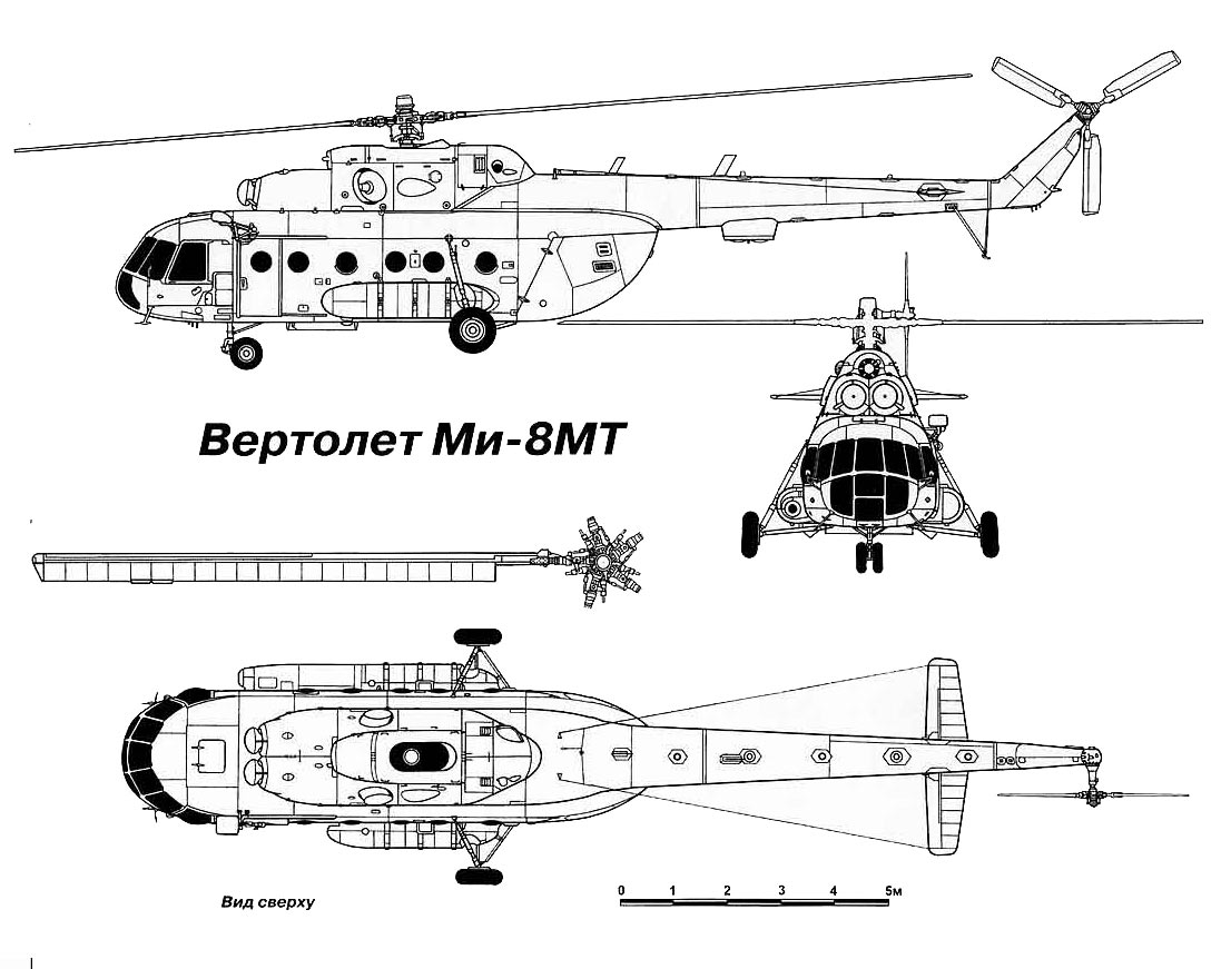 Чертеж-схема вертолета Ми-8