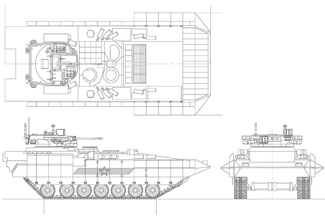 Чертеж боевой машины пехоты Т-15