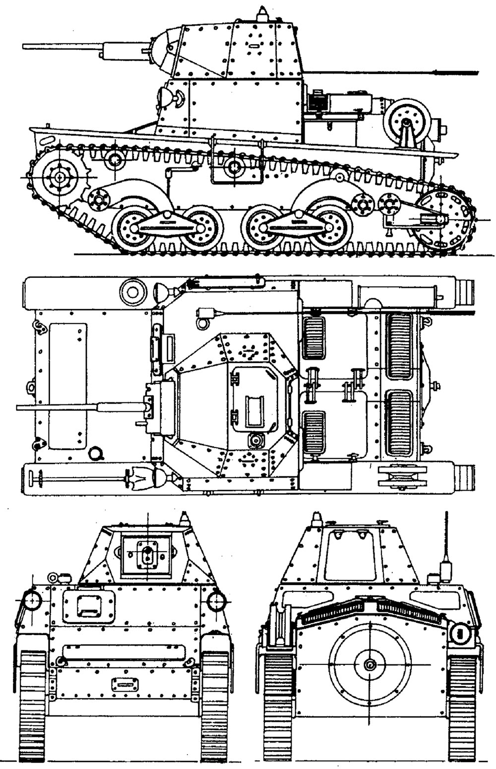 Чертеж легкого танка L6/40. 