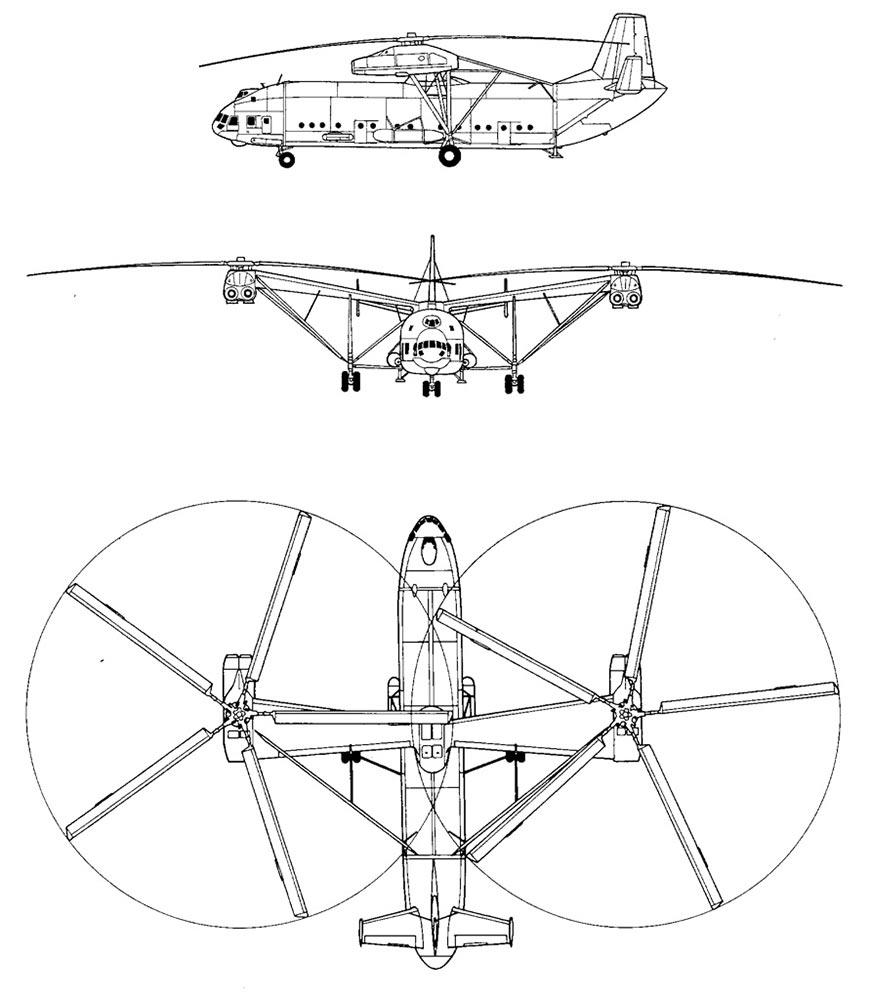 Чертеж вертолета Ми-12 (В-12)