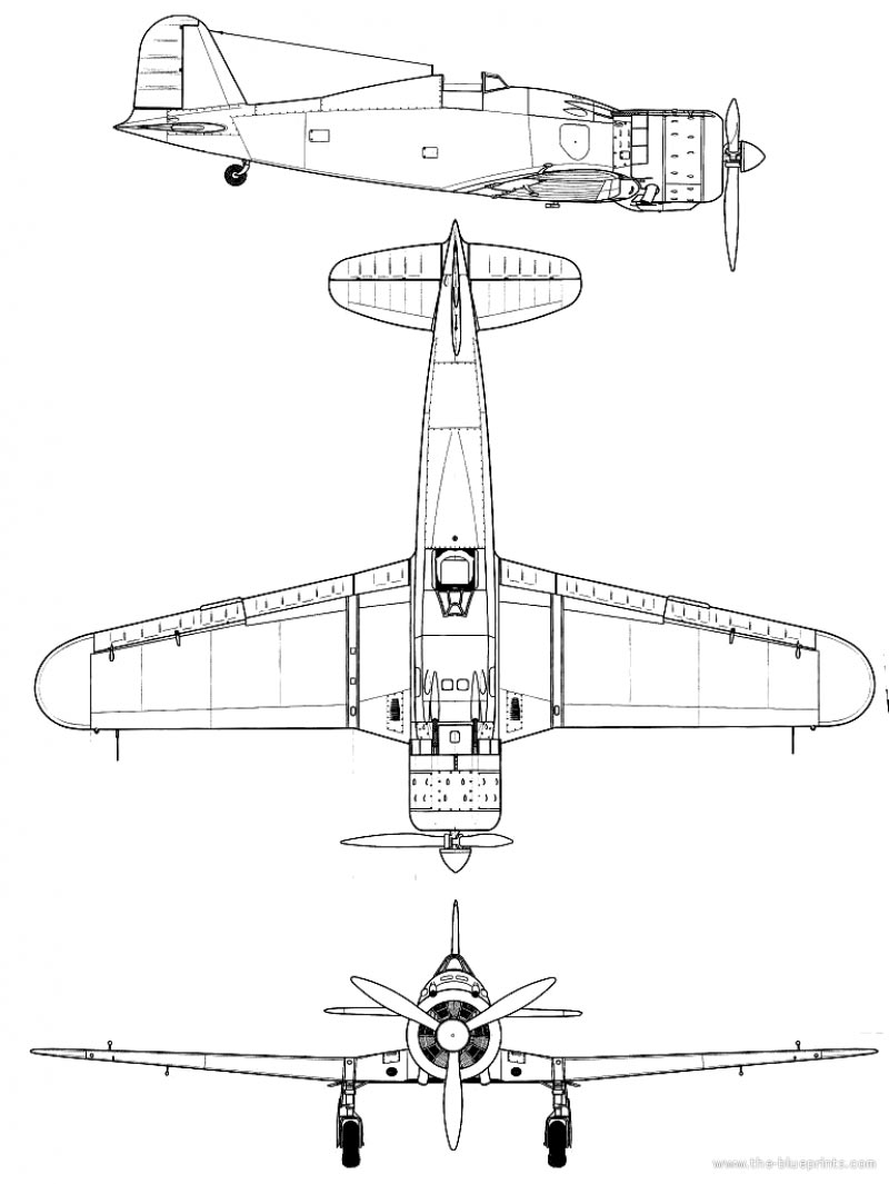 Чертеж истребителя Fiat G.50 «Freccia»