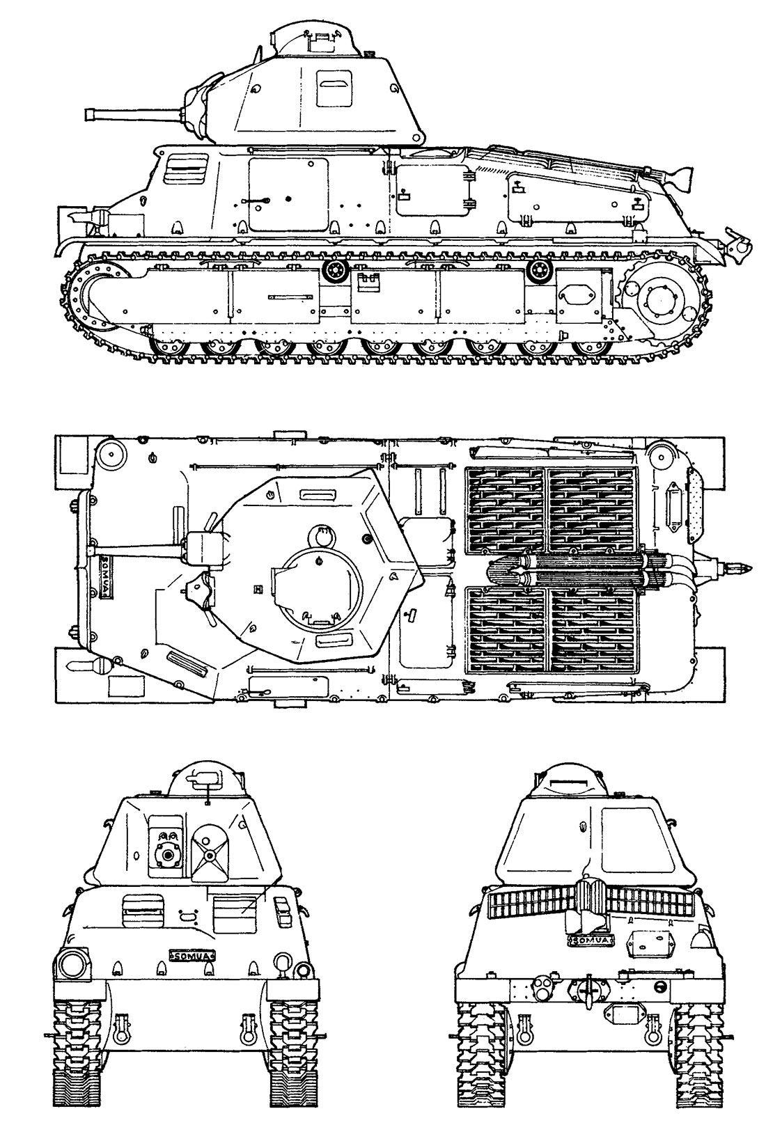 Чертеж танка SOMUA S-35 