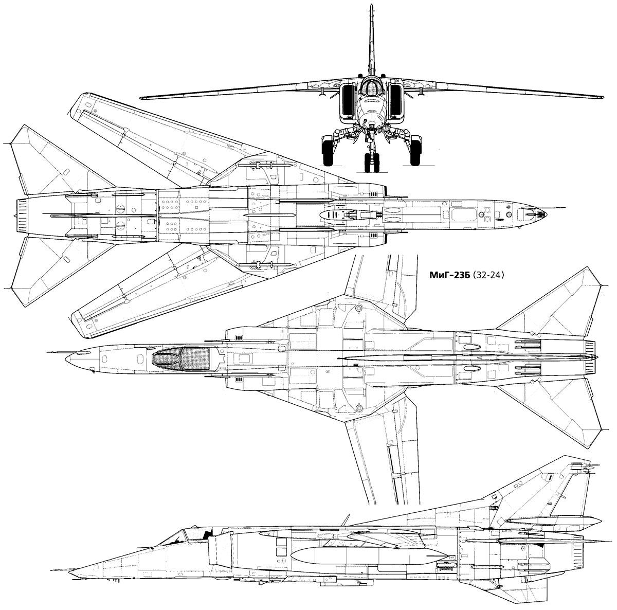 Чертеж истребителя МиГ-23Б