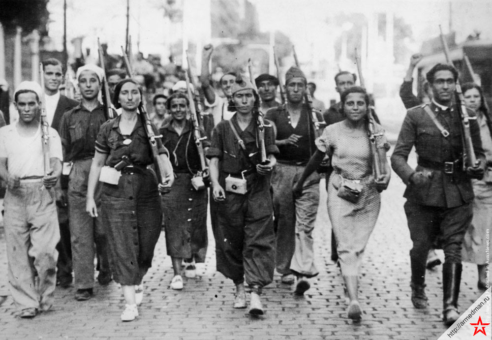 Ополченцы испанской «второй республики» на марше