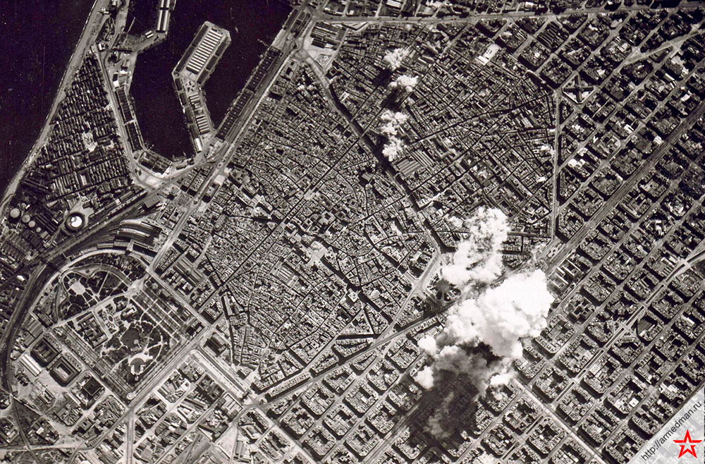 Бомбардировка Барселоны франкистской авиацией, 1938 г.