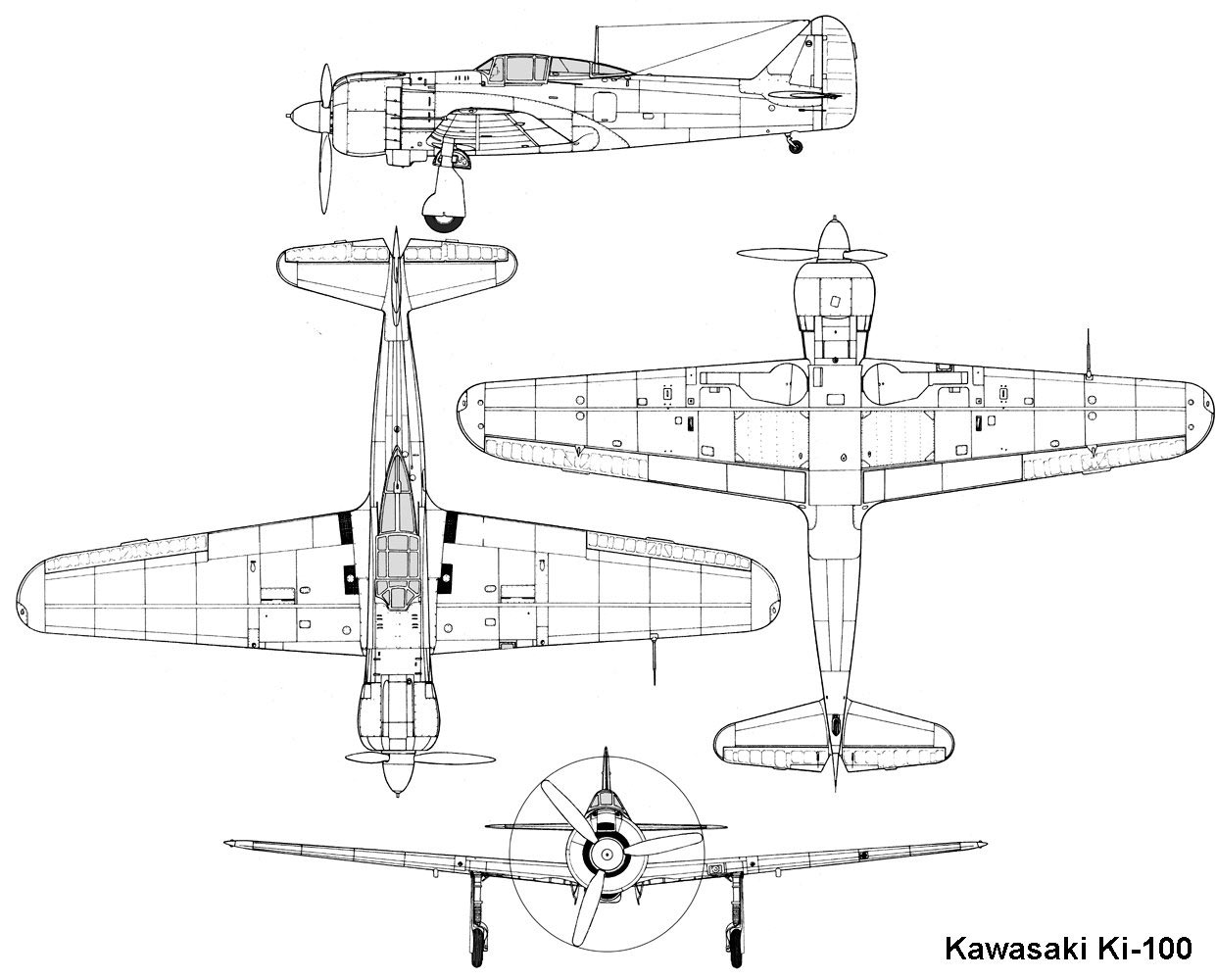 Чертеж японского истребителя Ki-100