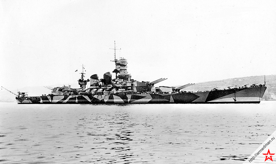Линкор «Rome» типа «Littorio» - один из мощнейших и красивейших кораблей итальянского флота времен Второй Мировой войны