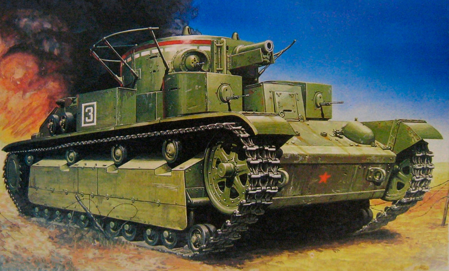 Т-28 - хотя танк и был чисто советским, сделан он под впечатлением от британского А6. 