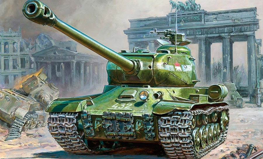 Танк ИС-2 обладает внушительным внешним видом и ещё более внушительным калибром в 122-мм. 