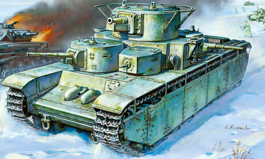 Тяжелый танк Т-35 - 5 башен, 3 орудия, 11 человек экипажа... и лишь 50 миллиметров брони