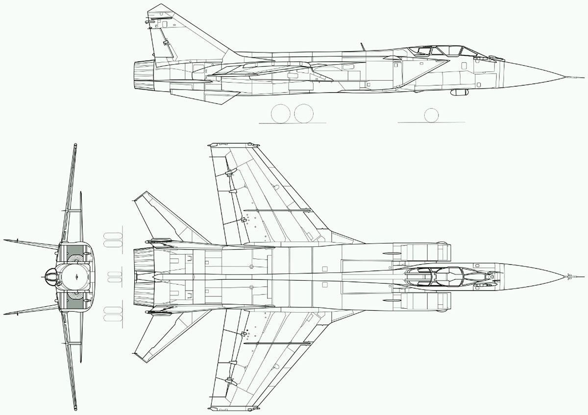 Чертеж истребителя-перехватчика МиГ-31