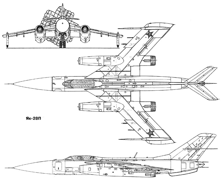 Чертеж истребителя-перехватчика Як-28П