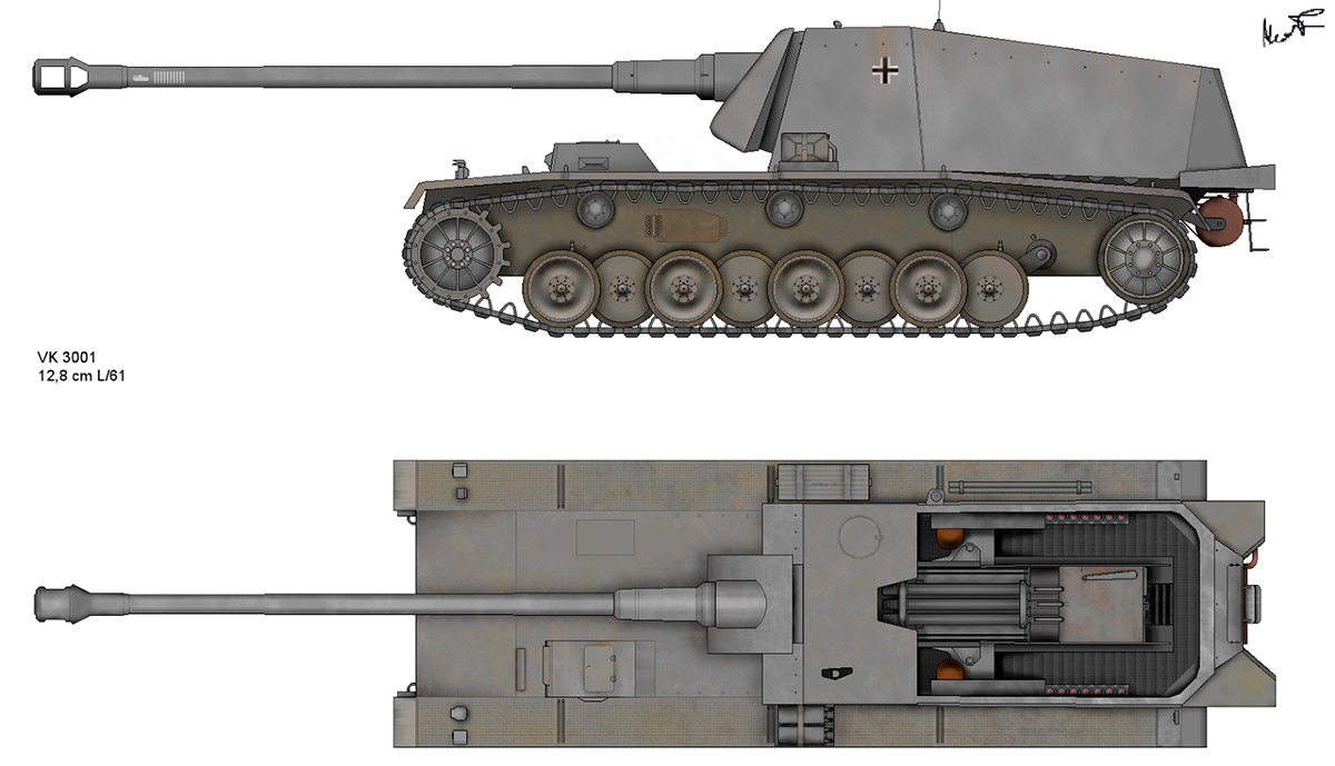 Чертеж-схема тяжелого истребителя танков «Sturer Emil»