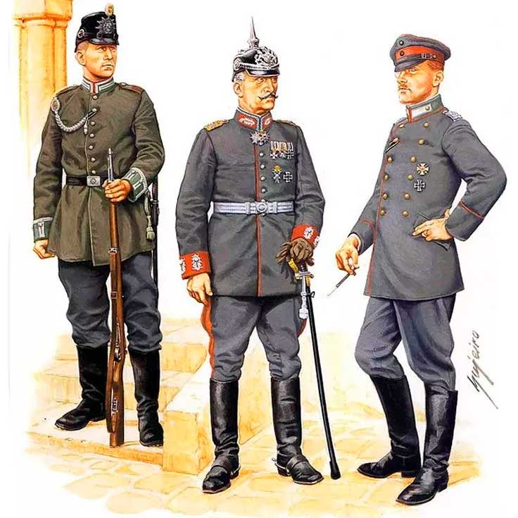 Форма офицеров германской армии на 1916 год