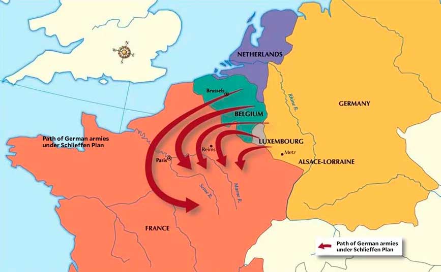 Вообще-то немцы сами собирались напасть на Францию через Бельгию, согласно «плану Шлиффена»
