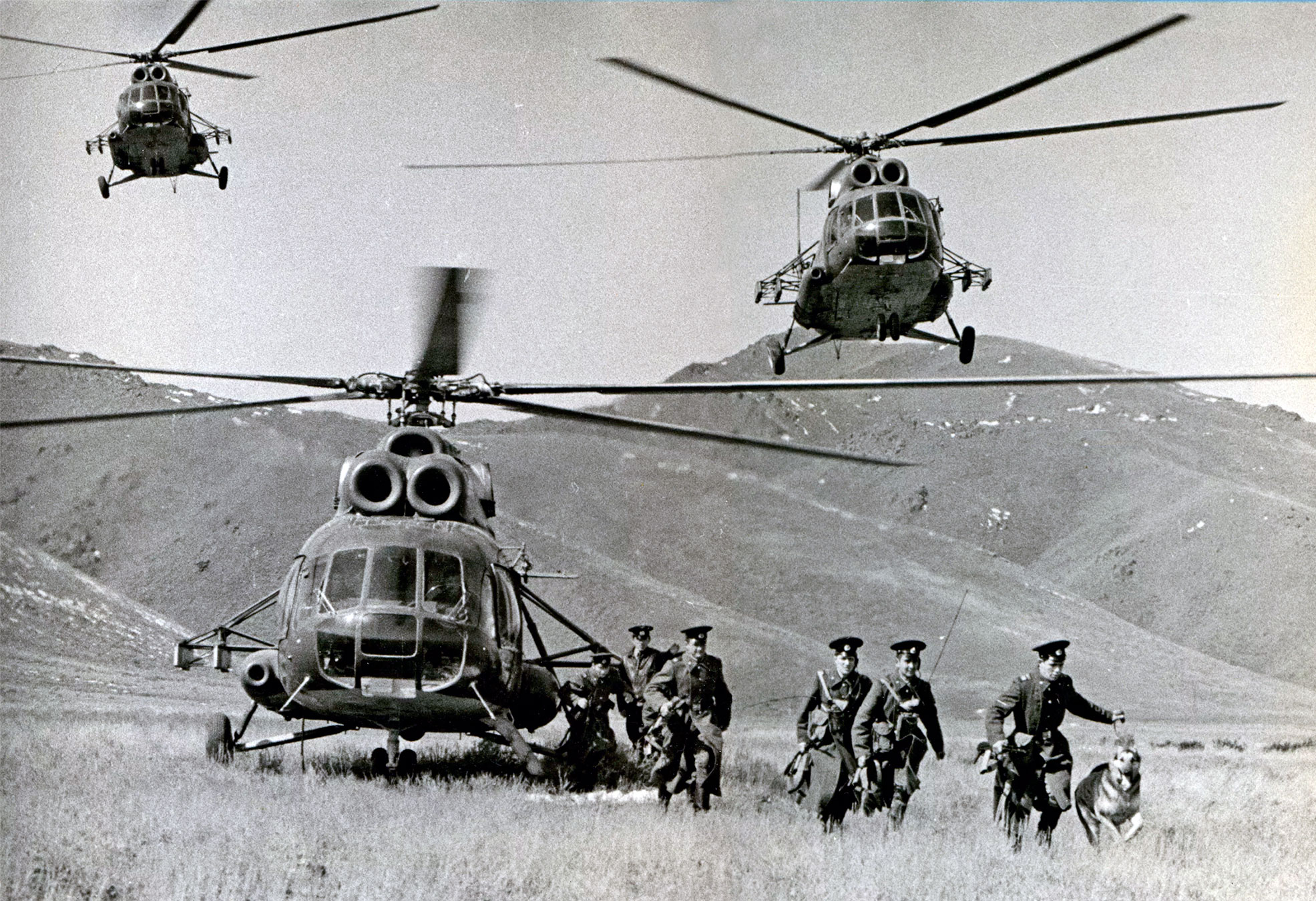 пограничники с собаками в афганистане, высадка с вертолета
