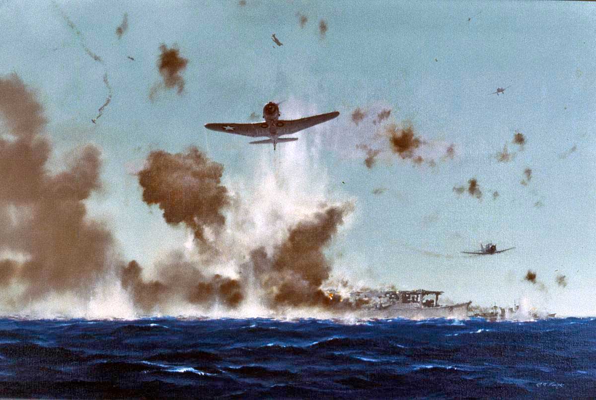 Бой в Коралловом море (операция МО, 1942 г.) между японским и американским флотом