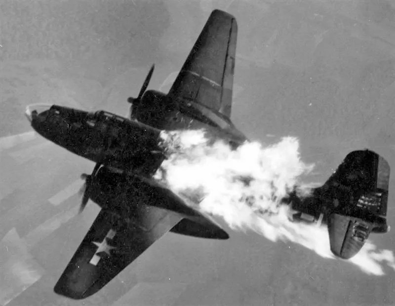 Подбитый в бою Douglas A-20J Бостон
