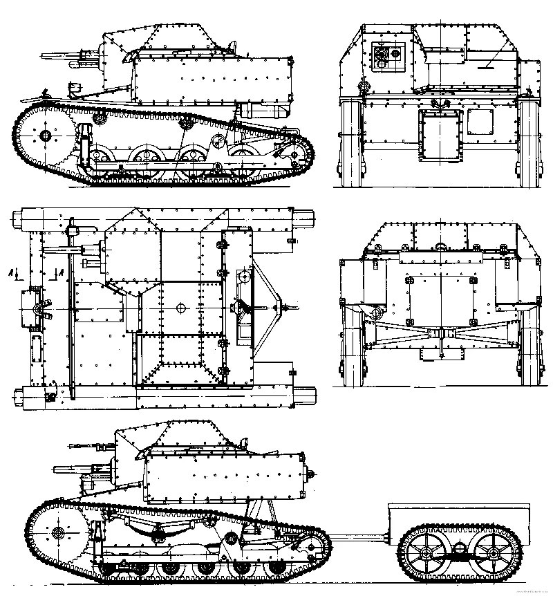 Схематический чертеж танкетки Т-27