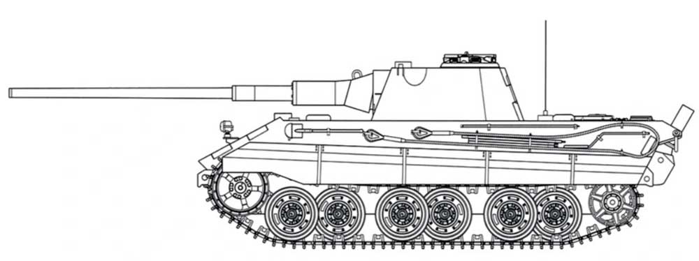 Схематичный чертеж немецкого танка Е-50/Е-75, вид сбоку