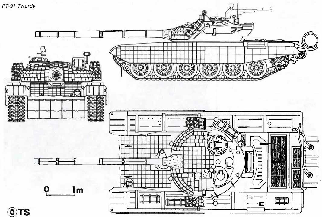 Схематический чертеж ОБТ PT-91 «Тварды»